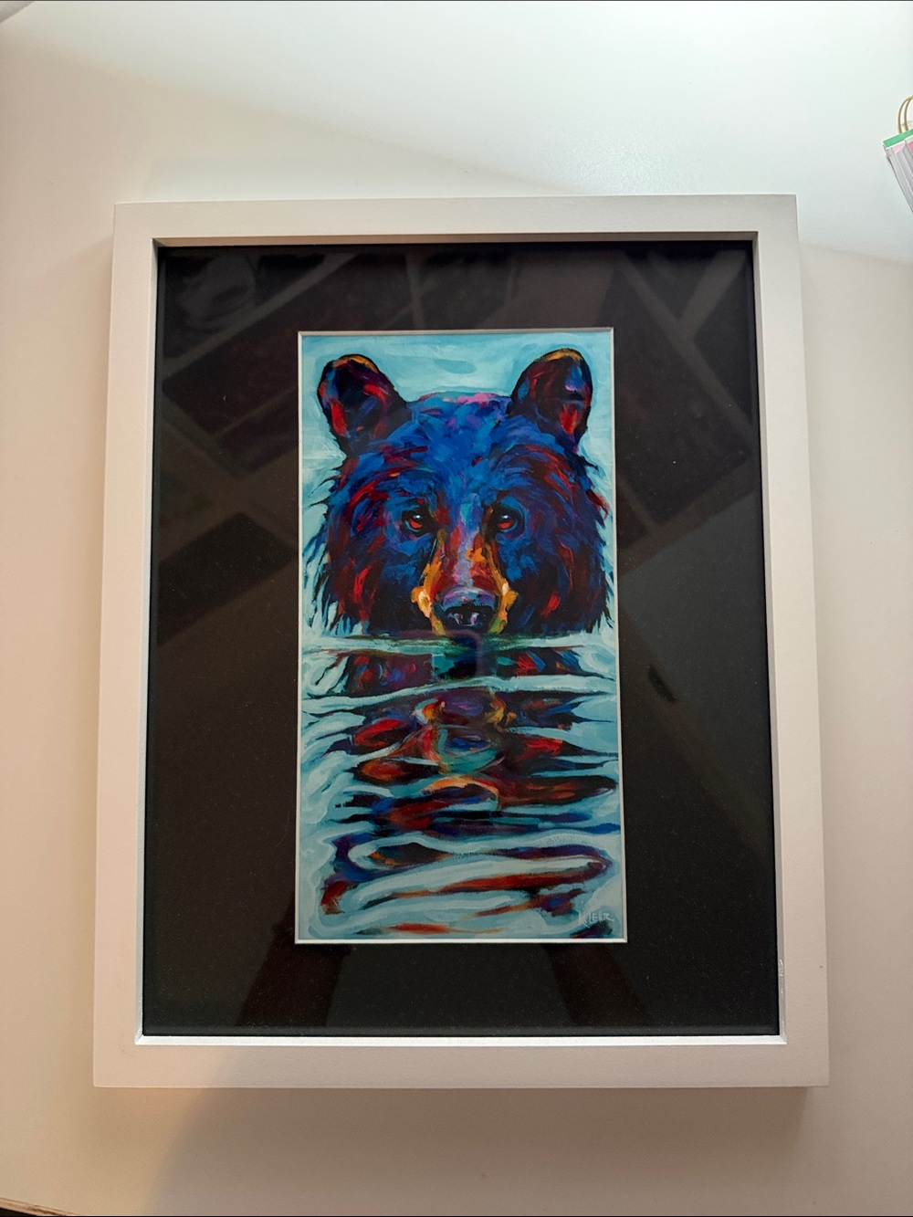 Vibrant Blue Bear Wall Art Print - Home Art